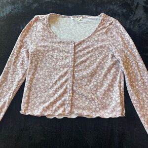 Pink Rose florall long sleeve button up Cardigan top